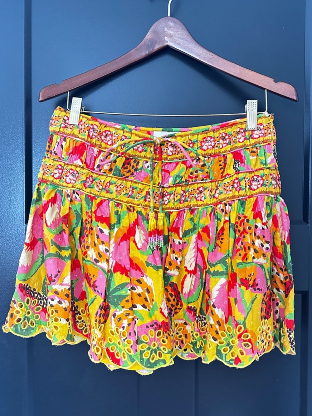 FARM Rio Yellow Fruits Paradise Mini Skirt Small